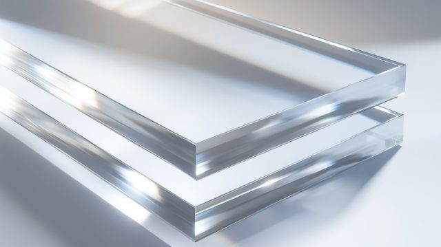 Glasklare PLEXIGLAS® Platten, gestapelt, mit polierten Kanten